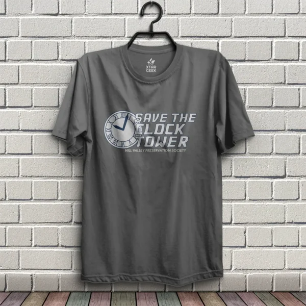 Camiseta Salve la Torre del Reloj_Gris Camiseta Salve A la Torre del Reloj | Volver Al Futuro