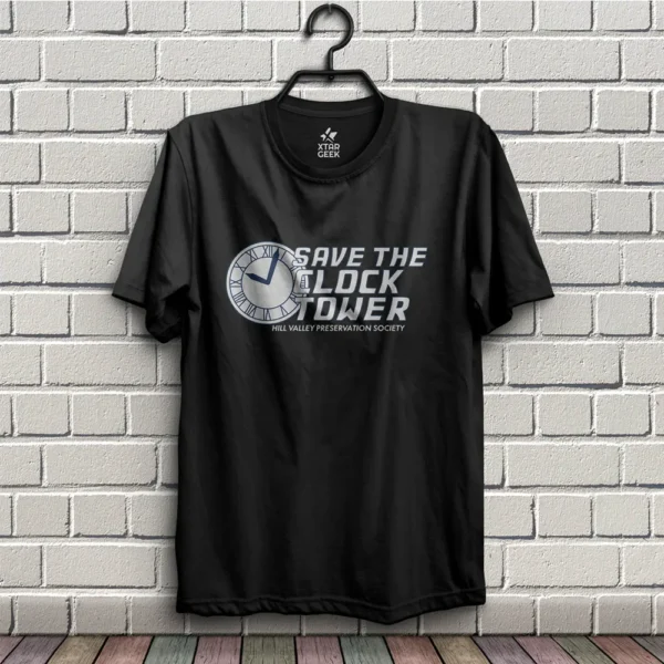 Camiseta Salve la Torre del Reloj_Negra Camiseta Salve A la Torre del Reloj | Volver Al Futuro